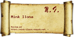 Mink Ilona névjegykártya